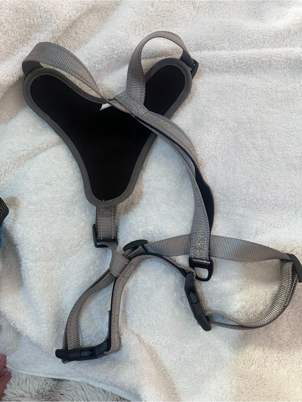 Adjustable Gray No-Pull Dog Harness with Subtle Logo Patch